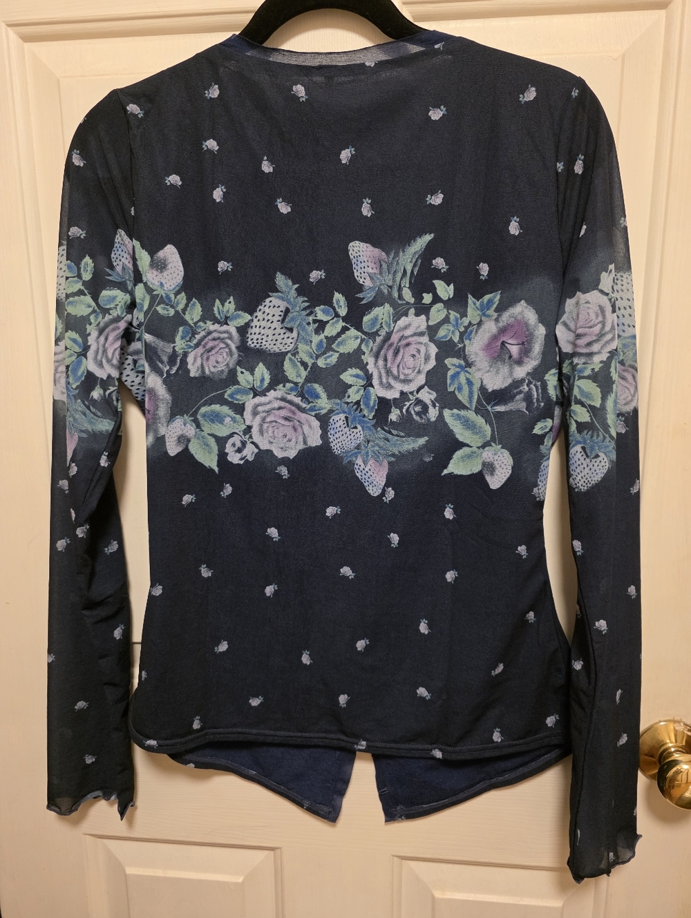 Free People Home Grown Mesh Cardi In Blue Combo Size New Without Tags - Picture 7 of 9
